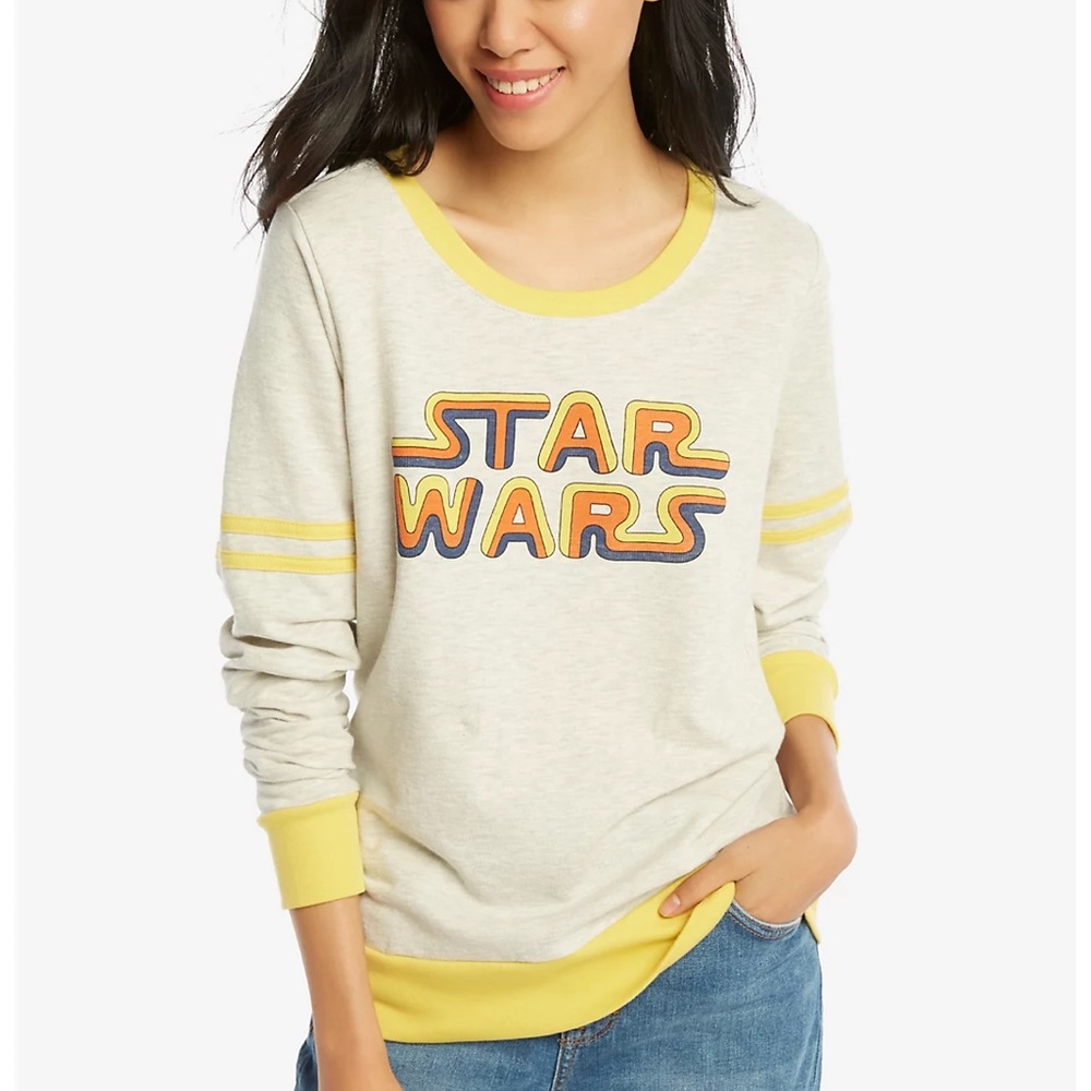 Her Universe Star Wars Classic Logo Yellow Retro Sweater - Size Medium - Picture 1 of 11